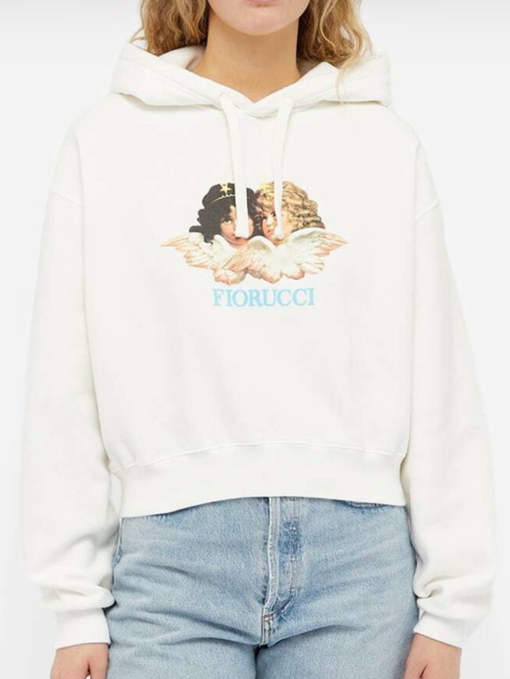 Fiorucci Cream Angel Graphic Pullover Hoodie